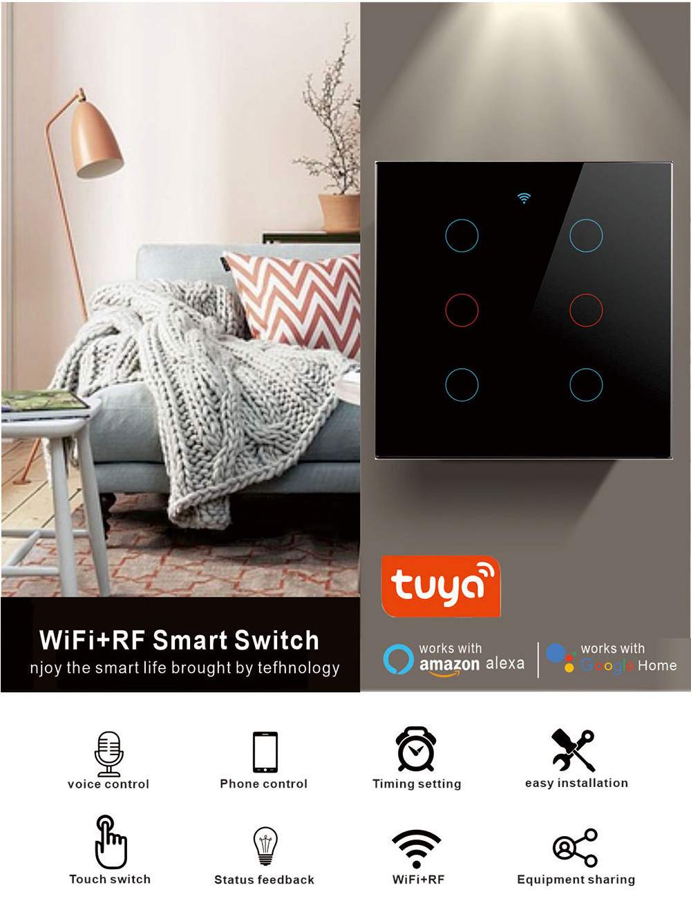 Tuya smart home control panel with app (2)